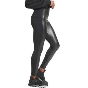 Athleta Leggings Womens XSP Delancey Shine Tight Black Faux Leather High Rise